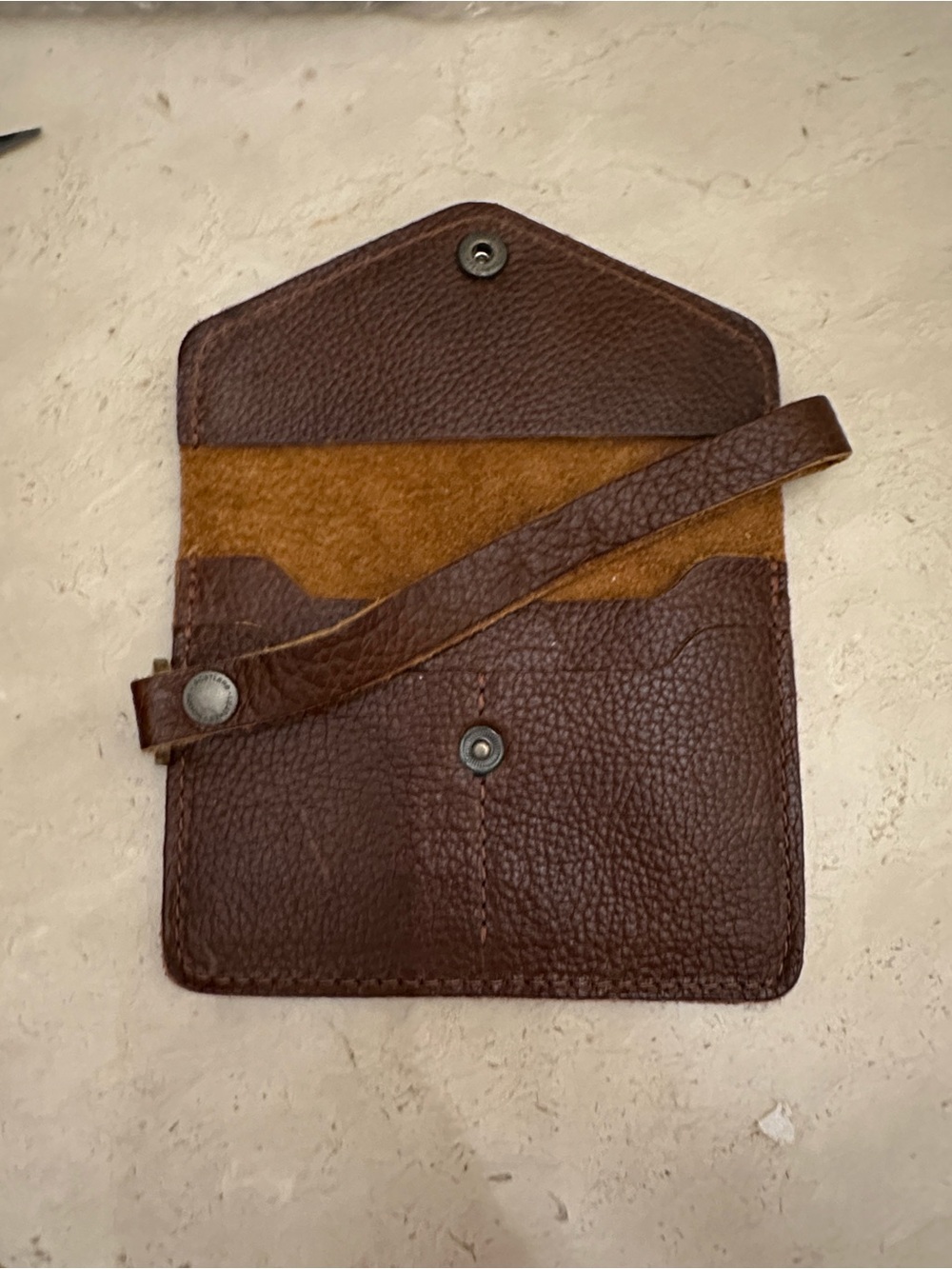 Portland Leather Brown wristlet Card Wallet with Wrist Strap